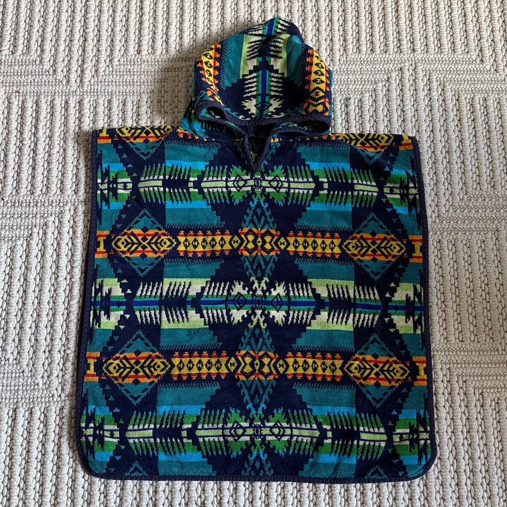 Pendleton Blue and Green Geometric Hooded Towel